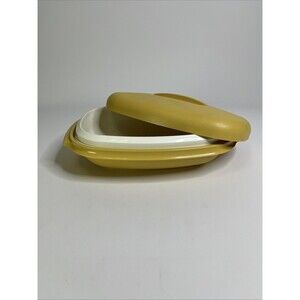 Vintage Tupperware Harvest Gold Microwave Steamer 3 Piece 1273-8